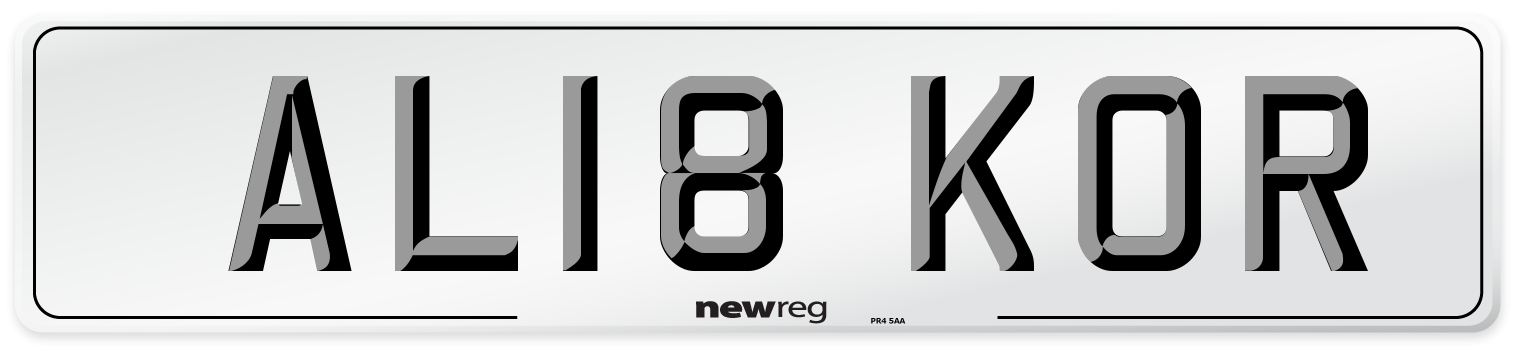 AL18 KOR Number Plate from New Reg